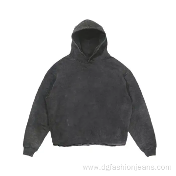 Vintage Heavy Weight Raw Hem Pullover Hoodie Men